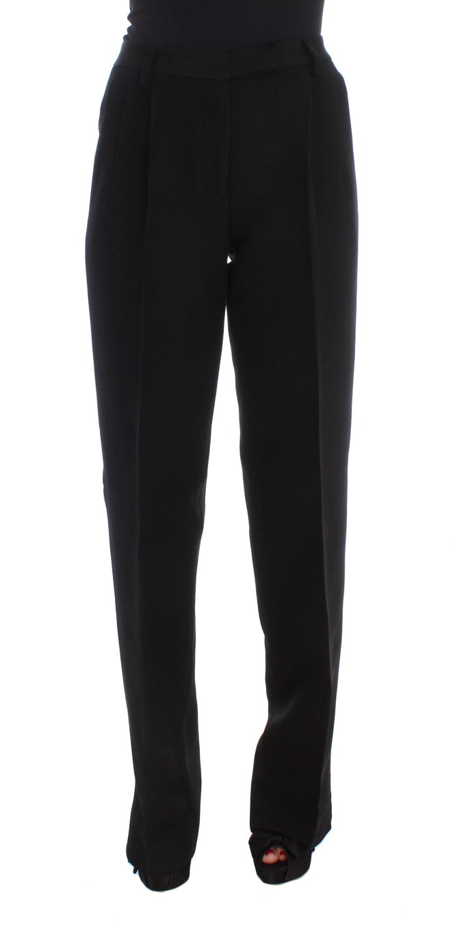 Jeans en soie mélangée noir chic à jambes larges Ermanno Scervino