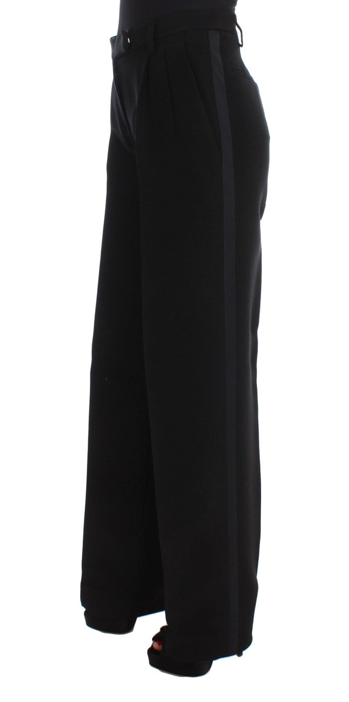 Jeans en soie mélangée noir chic à jambes larges Ermanno Scervino