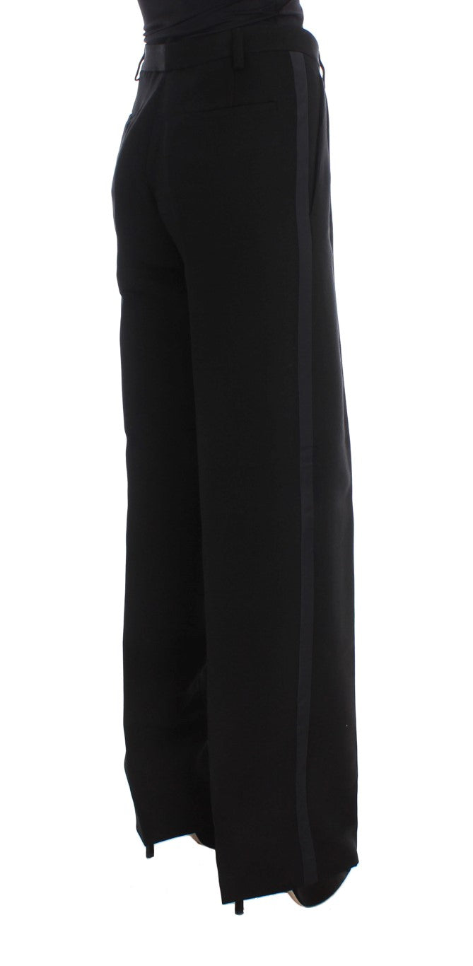 Jeans en soie mélangée noir chic à jambes larges Ermanno Scervino