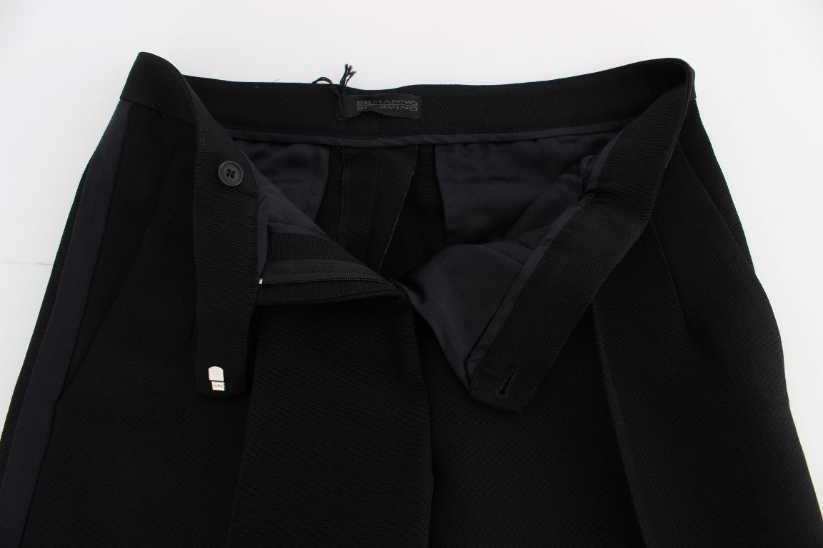 Jeans en soie mélangée noir chic à jambes larges Ermanno Scervino