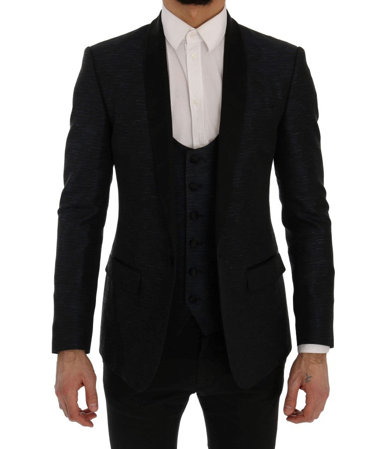Ensemble de costume slim fit élégant bleu et noir Dolce & Gabbana