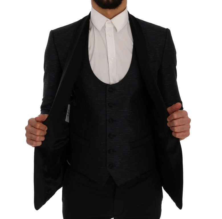Ensemble de costume slim fit élégant bleu et noir Dolce & Gabbana