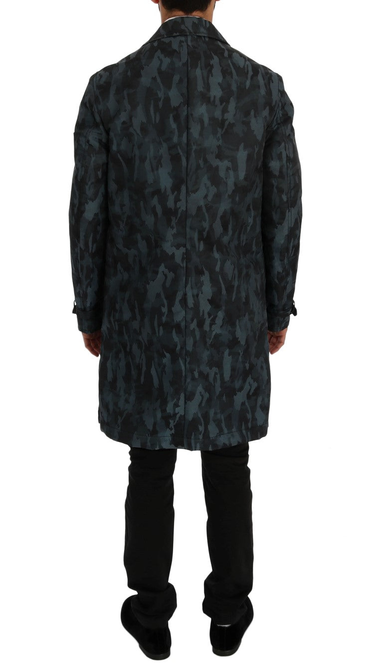 Dolce & Gabbana Manteau Trench Camouflage Bleu Élégance