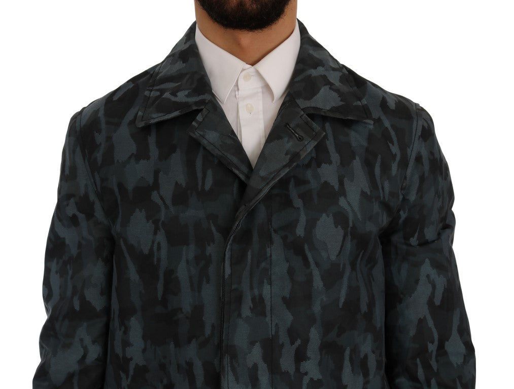 Dolce & Gabbana Manteau Trench Camouflage Bleu Élégance