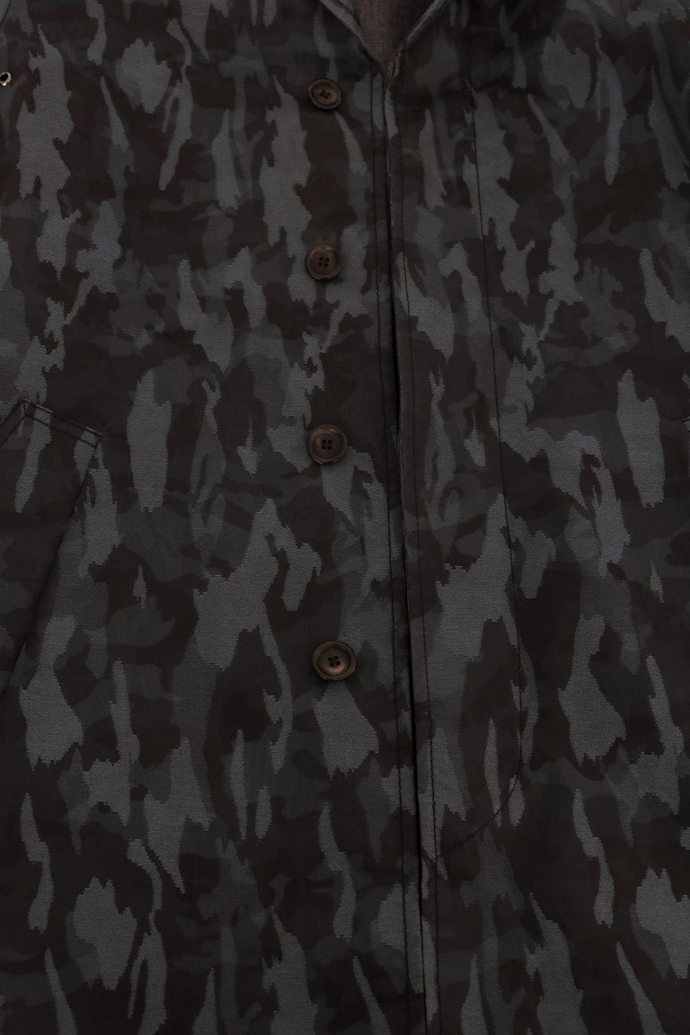Dolce & Gabbana Manteau Trench Camouflage Bleu Élégance