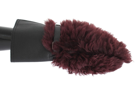 Gants en cuir noir et bordeaux élégants Dolce & Gabbana