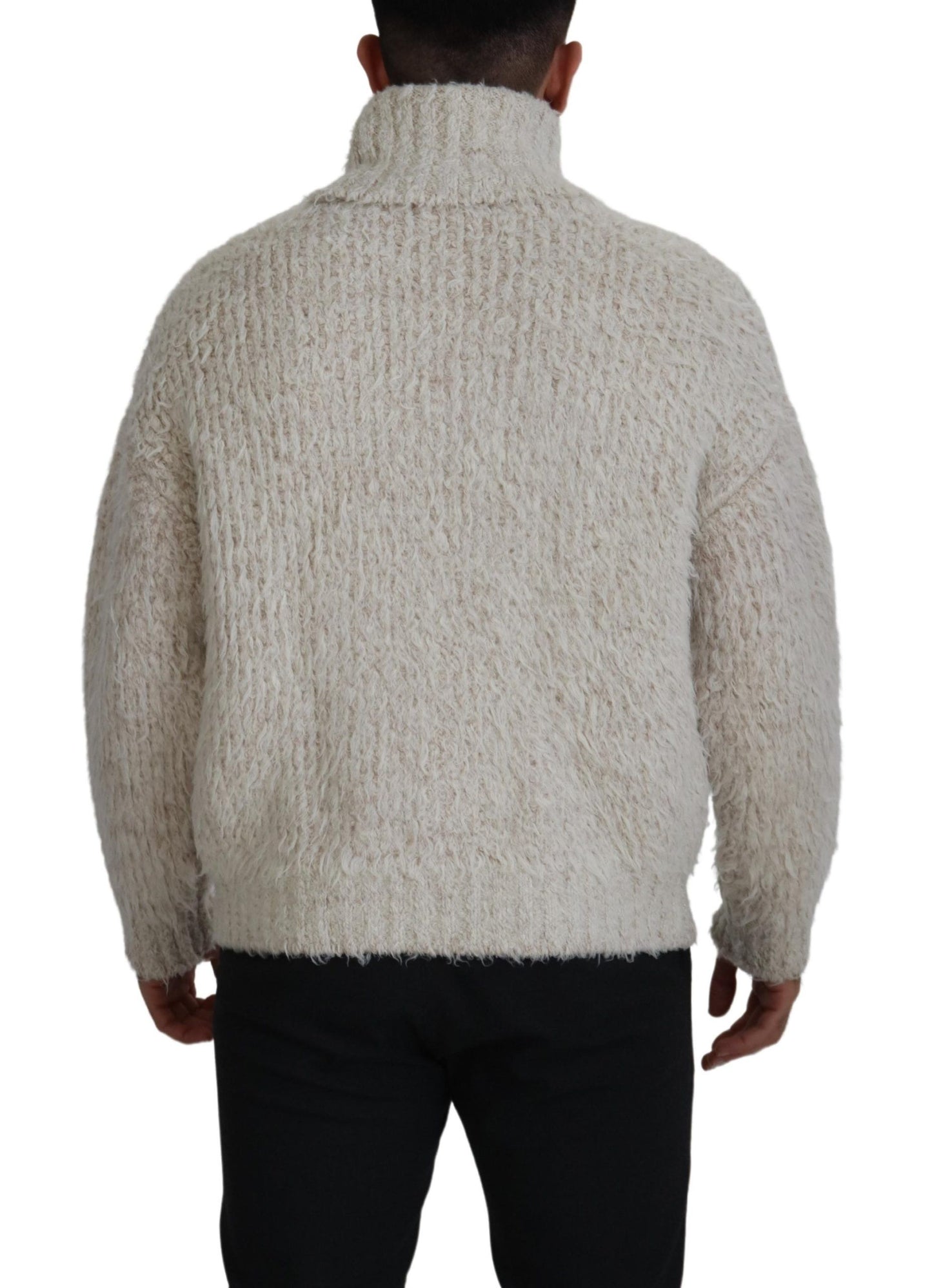 Dolce & Gabbana Eleganter cremefarbener Rollkragenpullover aus Wollmischung