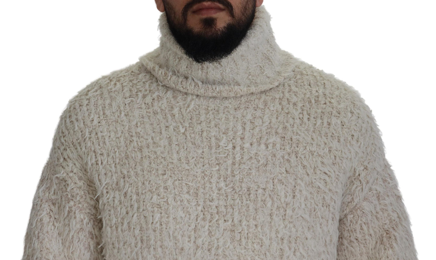 Dolce & Gabbana Eleganter cremefarbener Rollkragenpullover aus Wollmischung