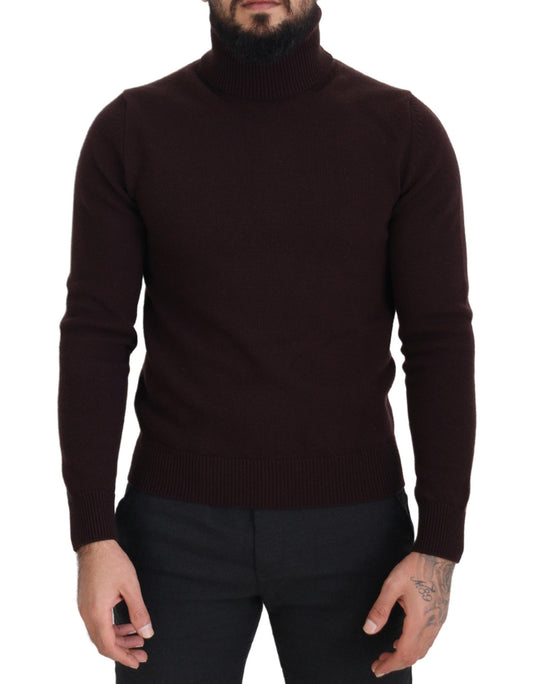 Jersey de cuello alto de lana marrón