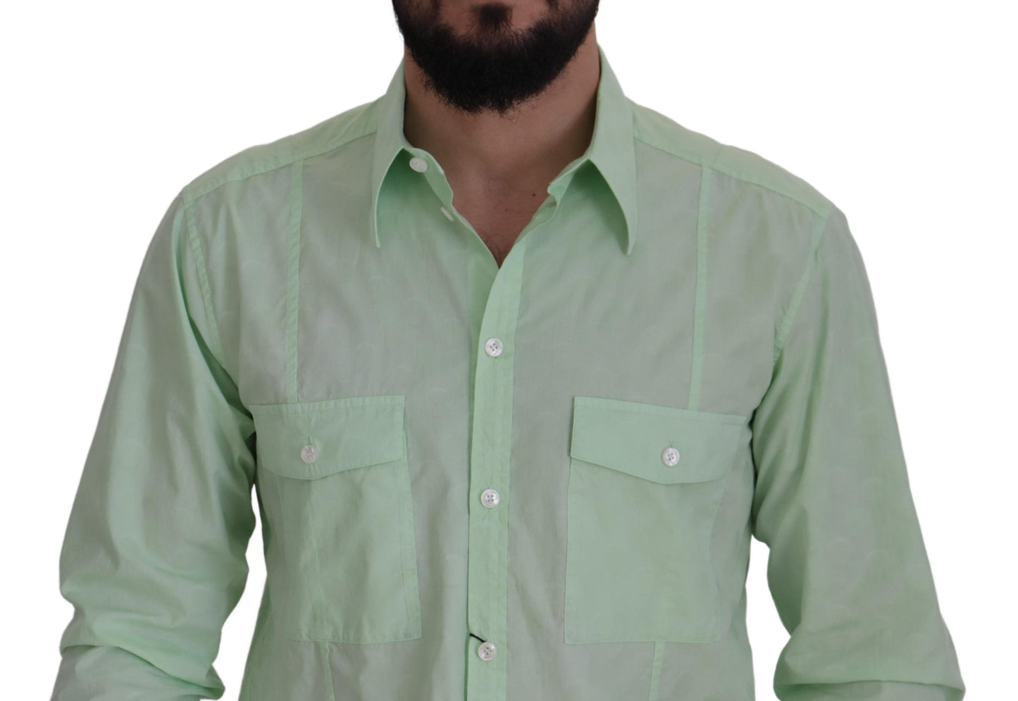 Camisa con botones de manga larga verde menta