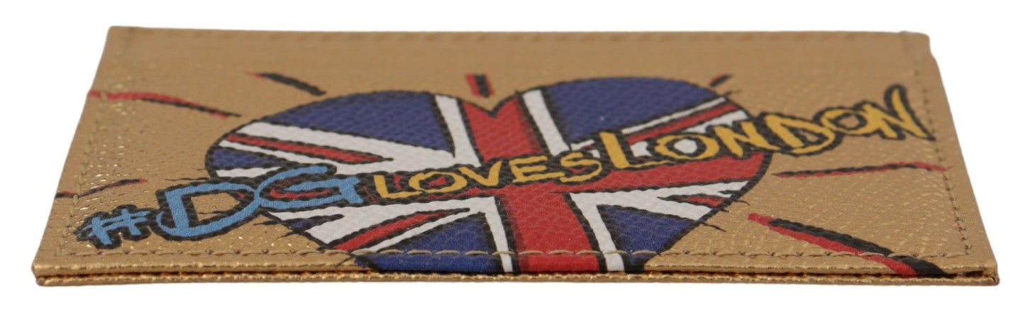 Cartera con tarjetero para mujer #DGLovesLondon de cuero dorado