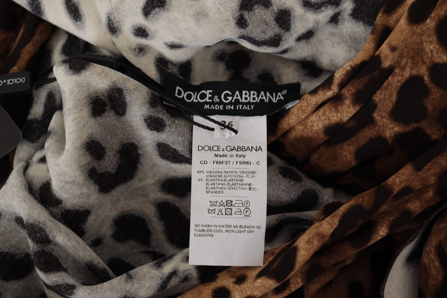Vestido largo de viscosa con estampado de leopardo marrón