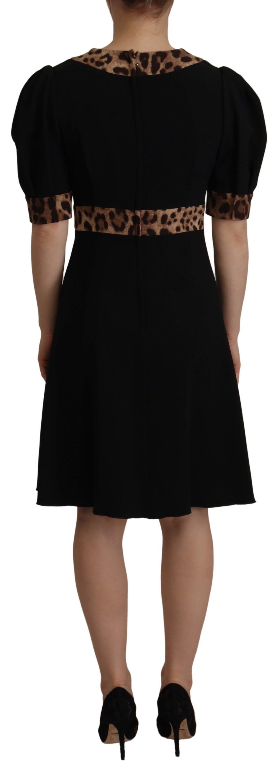 Dolce & Gabbana Elegantes schwarzes A-Linien-Kleid mit V-Ausschnitt