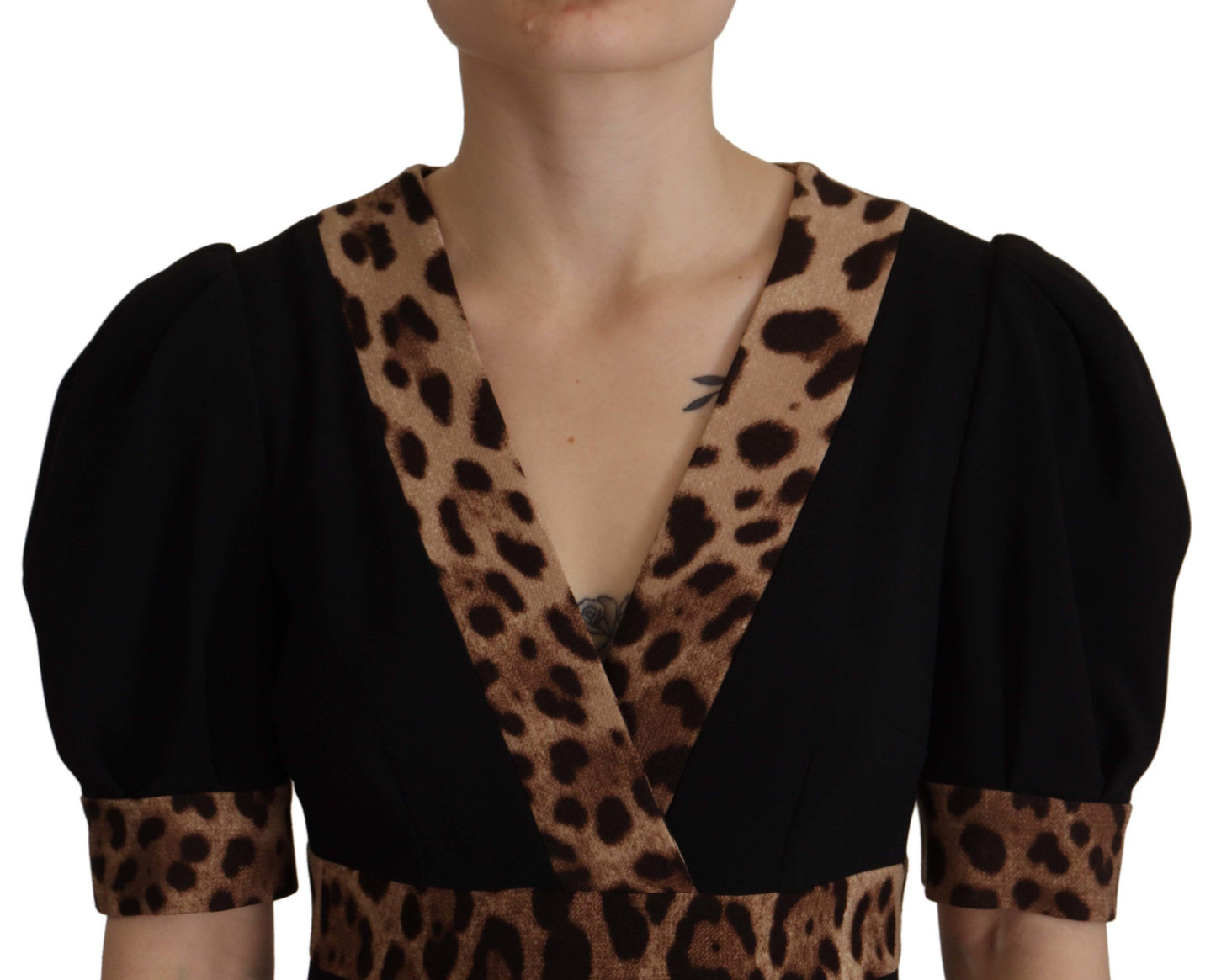 Dolce & Gabbana Elegantes schwarzes A-Linien-Kleid mit V-Ausschnitt