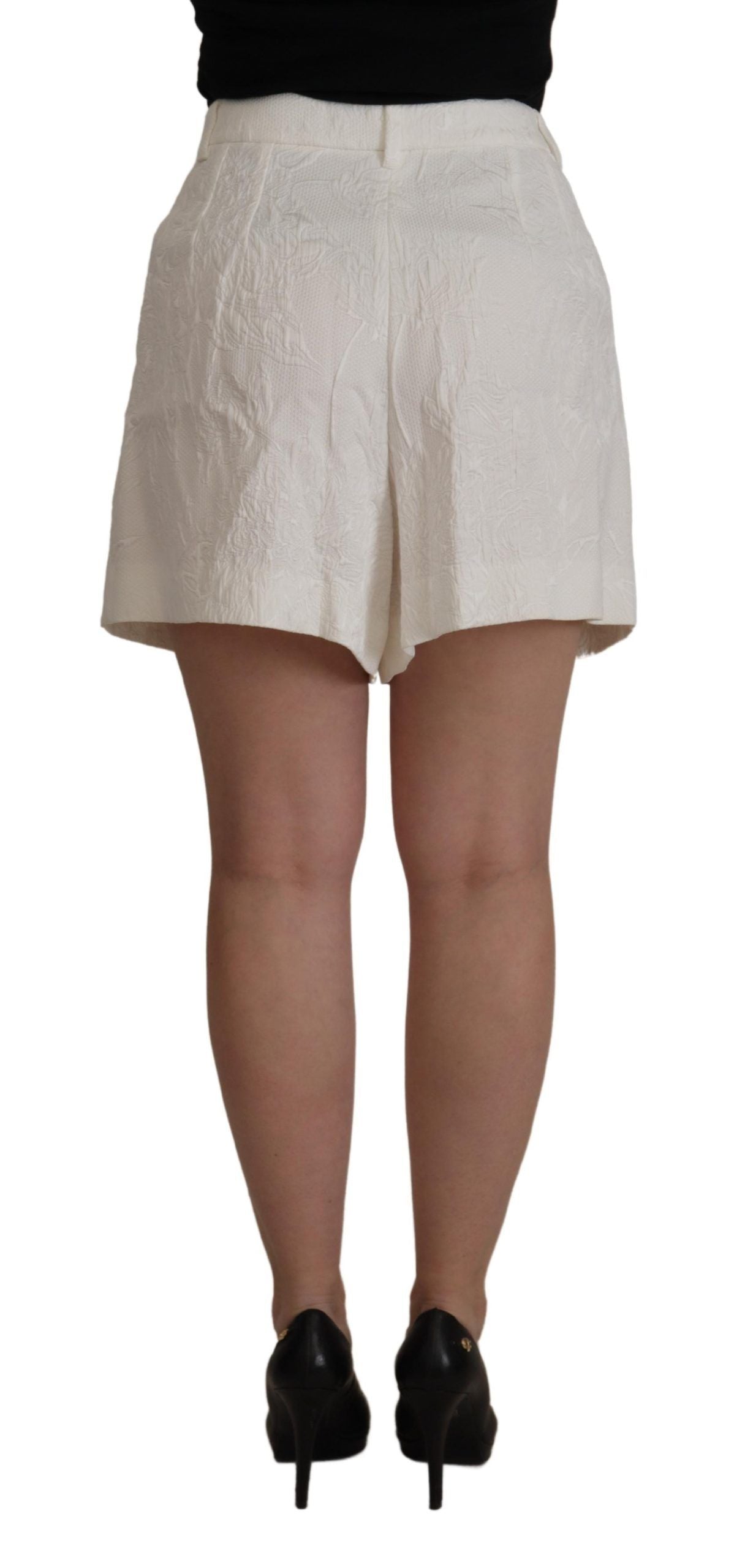 Pantaloncini bianchi in cotone culotte a vita alta