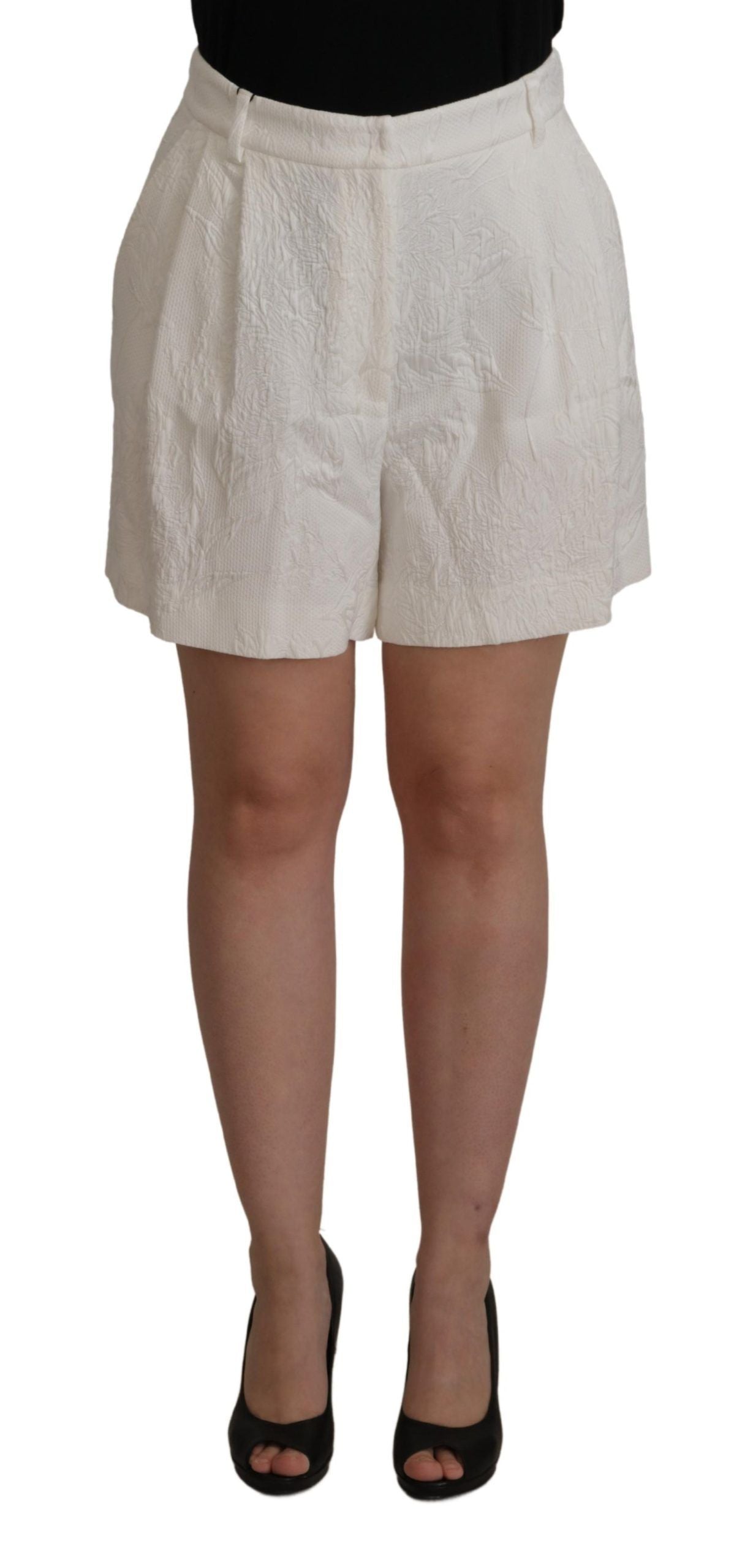 Pantaloncini bianchi in cotone culotte a vita alta