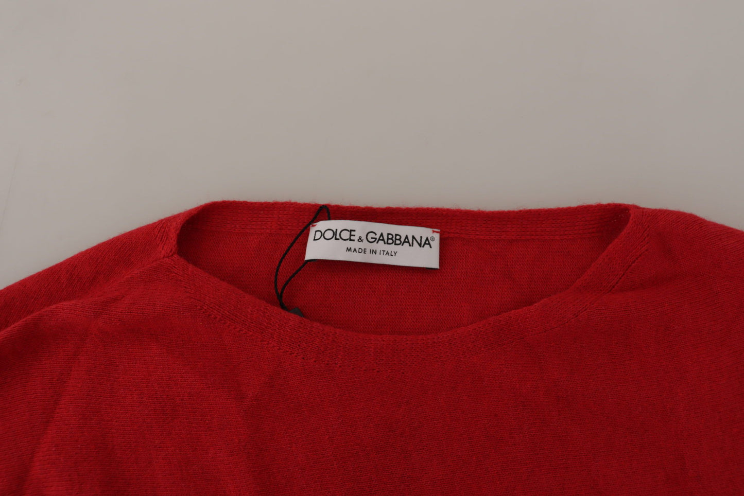 Maglione pullover girocollo in maglia di lana rossa