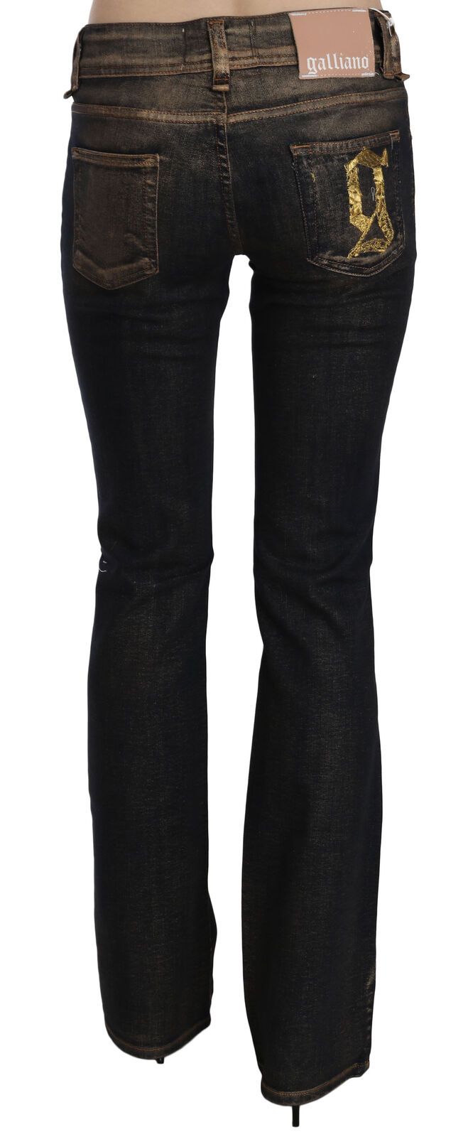 Pantalones vaqueros acampanados de cintura media lavados negros Algodón
