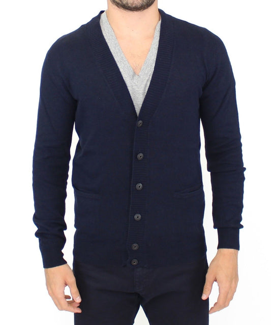 Jersey tipo cárdigan de lana y cachemira azul