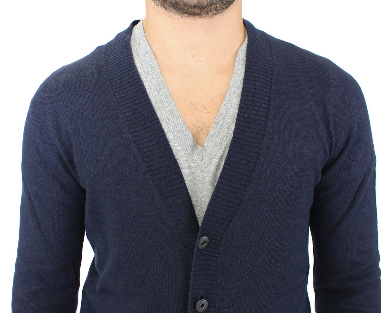 Ermanno Scervino Chic Blauer Wollmischung Cardigan Pullover