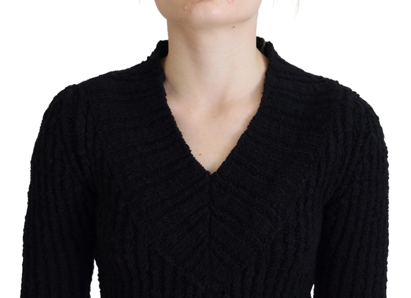 Vestido tipo jersey de tubo de punto de lana negro