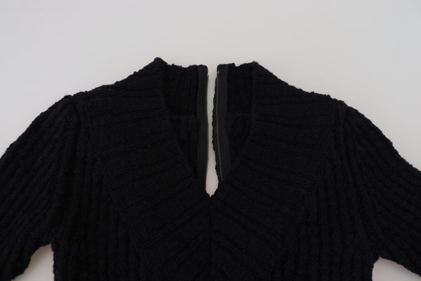 Vestido tipo jersey de tubo de punto de lana negro