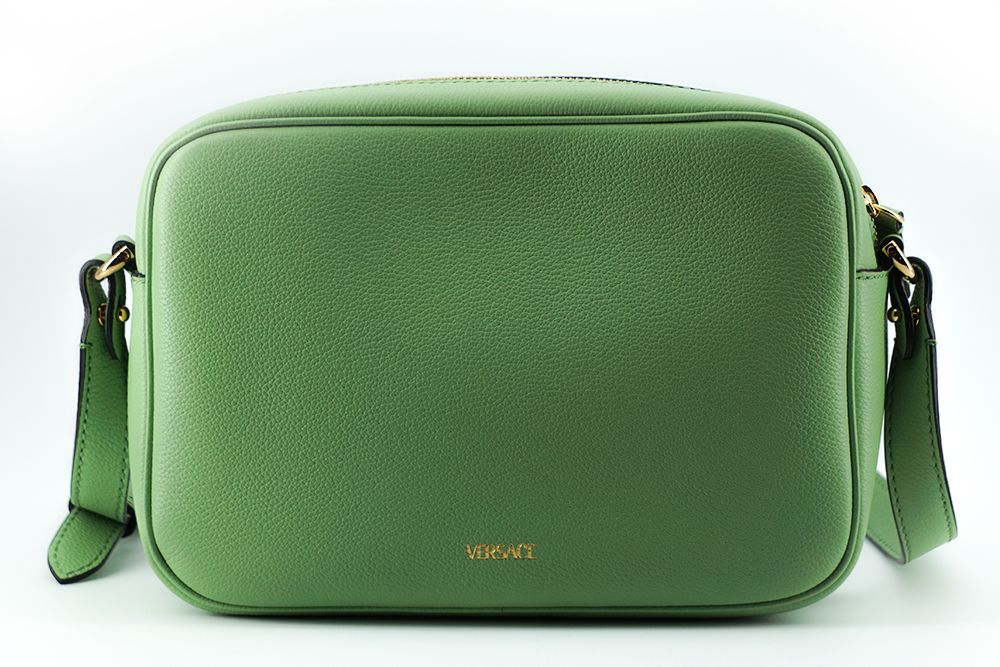 Bolso tipo cámara de piel de becerro verde menta