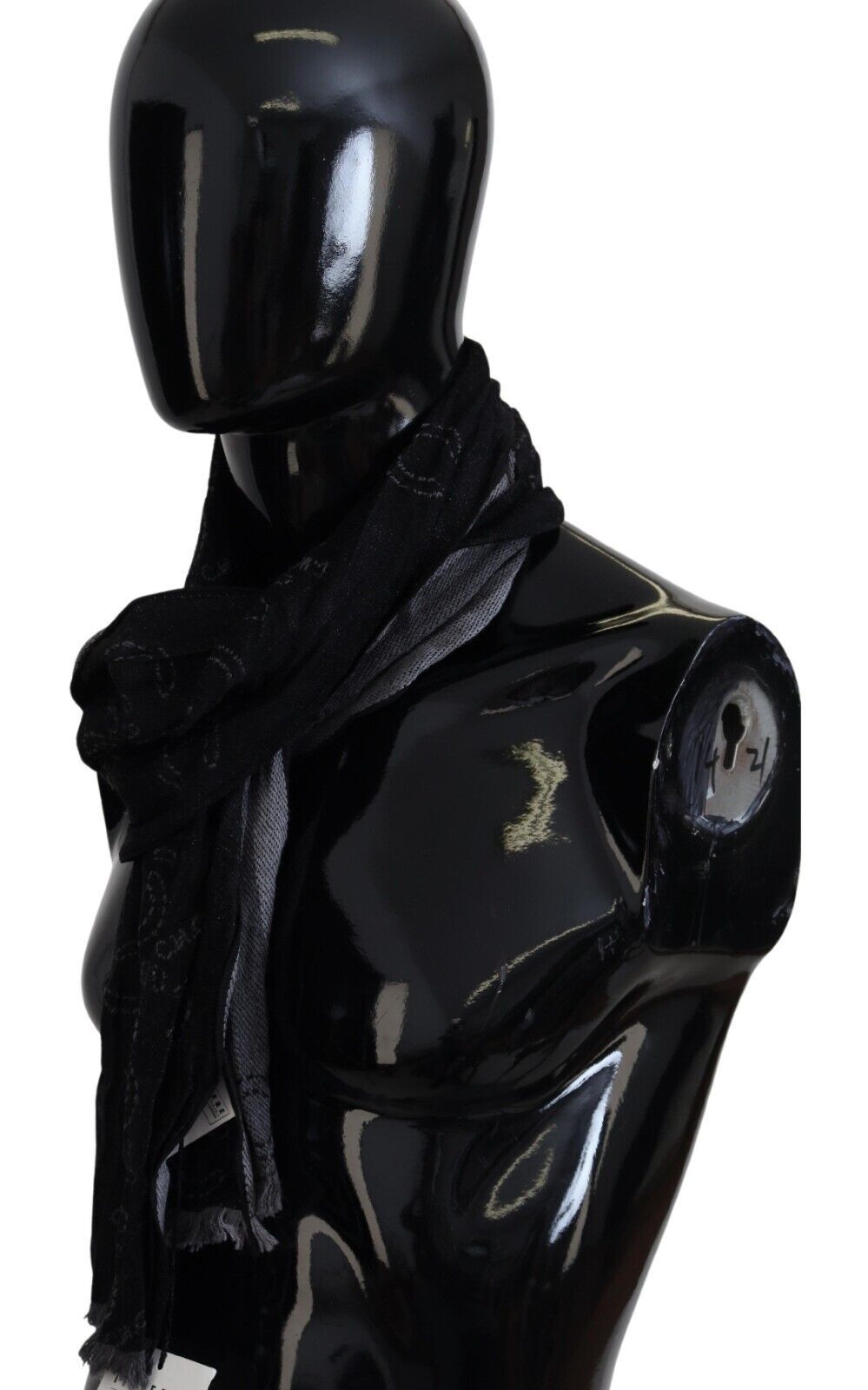 Bufanda tipo chal con cuello cruzado para hombre con estampado de logotipo gris negro