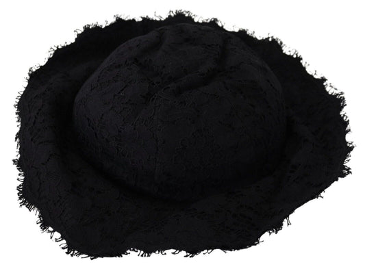 Sombrero de ala ancha de algodón negro