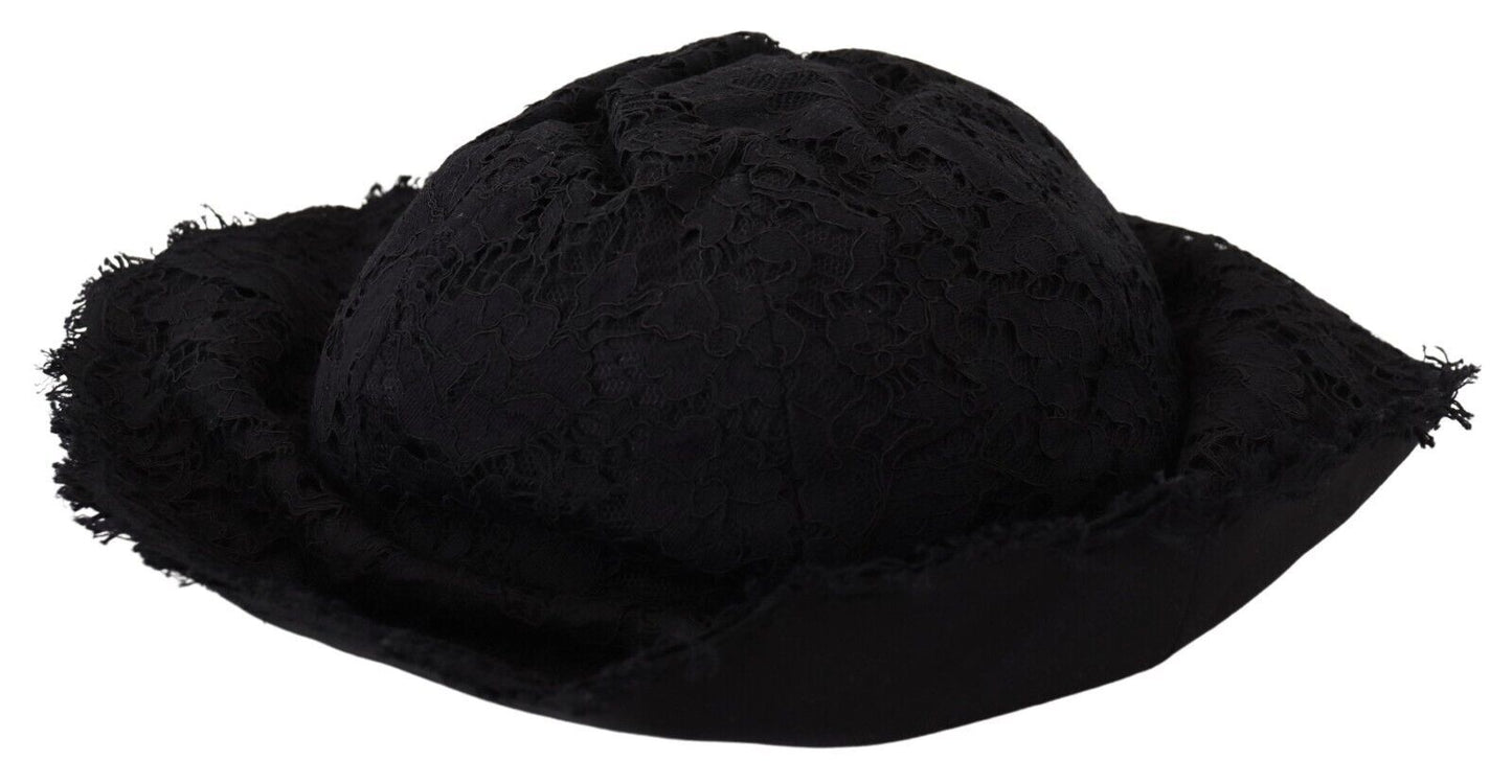 Sombrero de ala ancha de algodón negro
