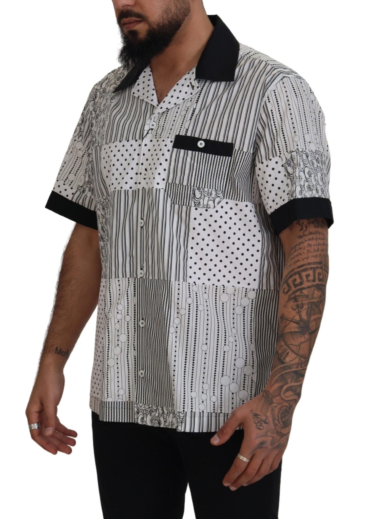 Camisa con botones estampada negra blanca