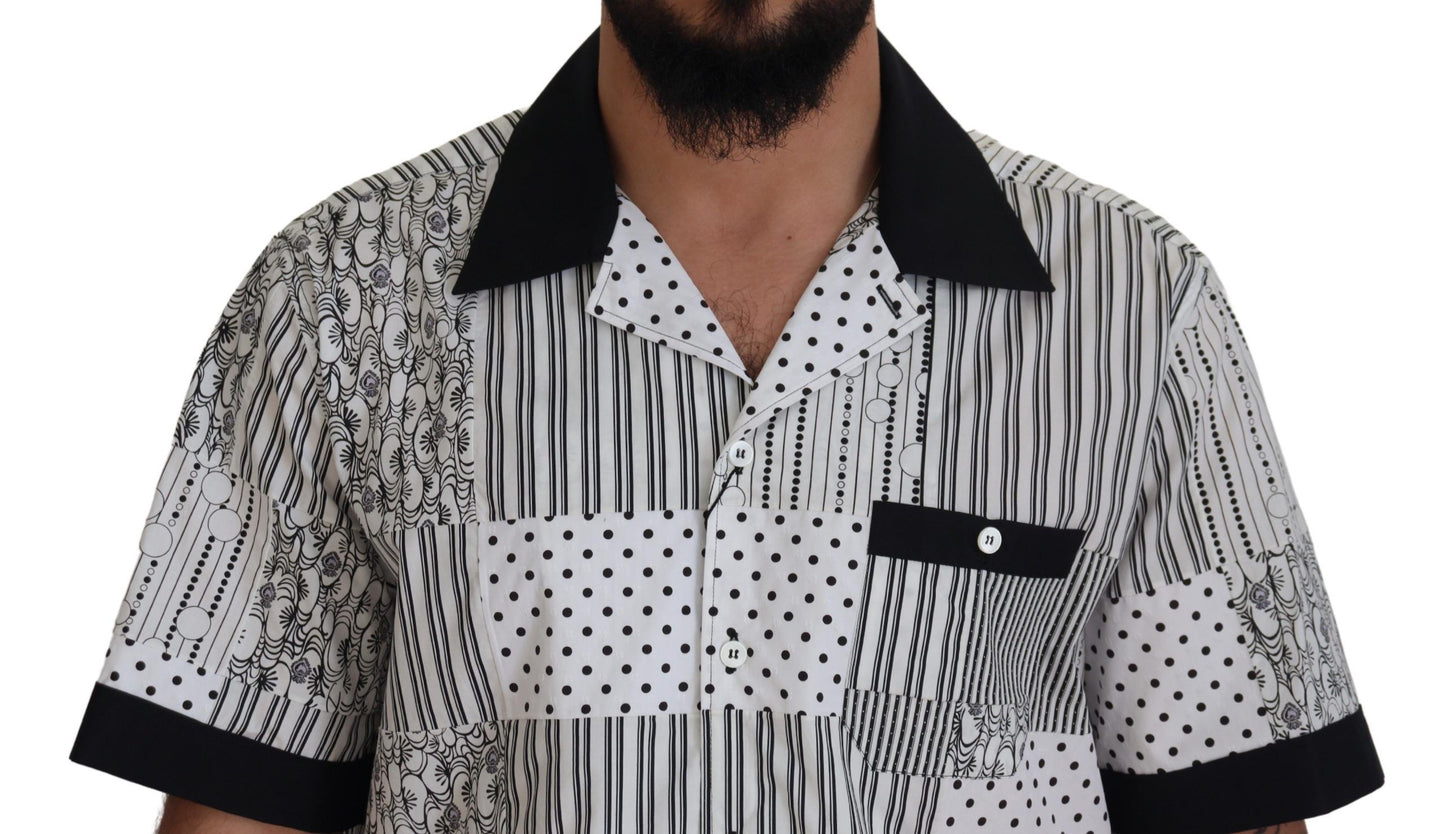 Camisa con botones estampada negra blanca