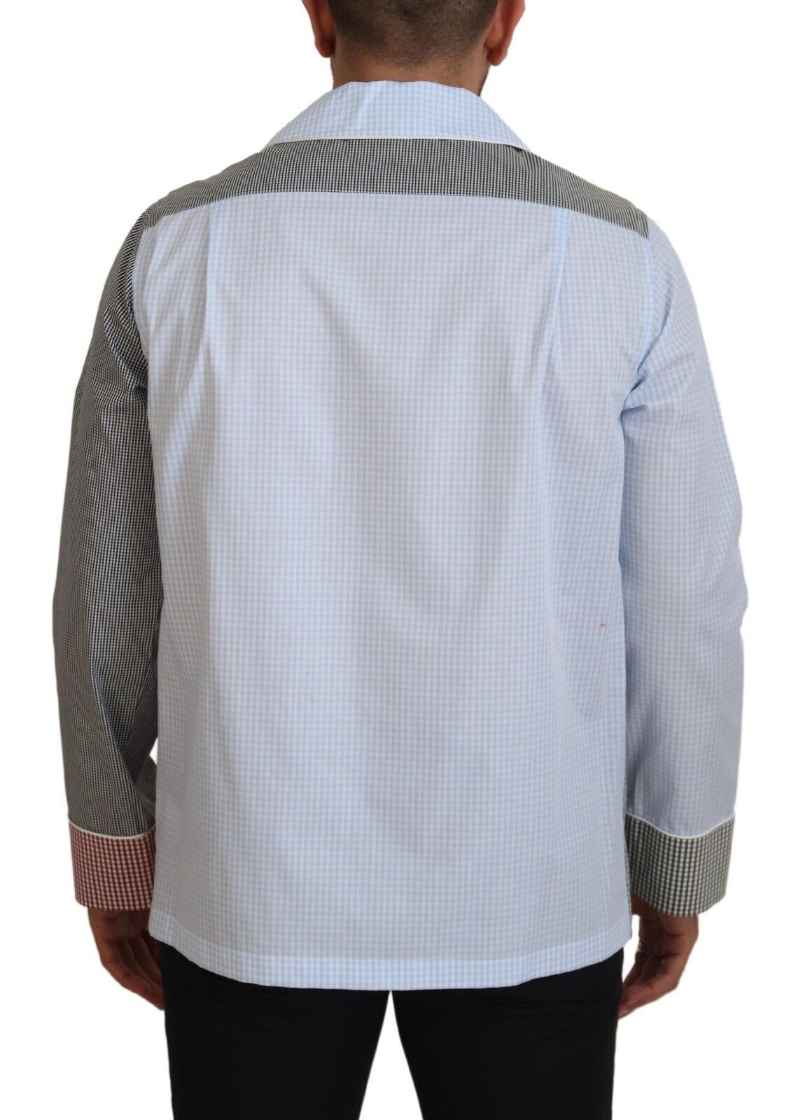Camisa de manga larga de algodón con patchwork multicolor