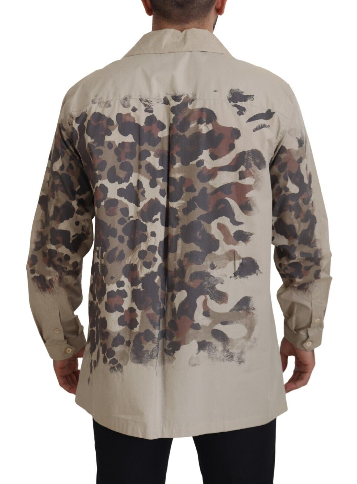 Camisa de manga larga de algodón con camuflaje beige