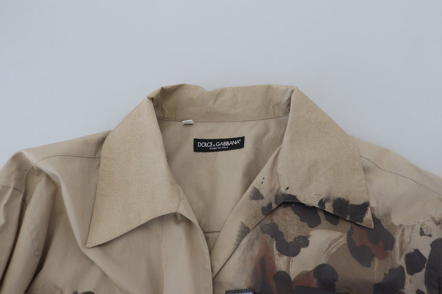 Camisa de manga larga de algodón con camuflaje beige