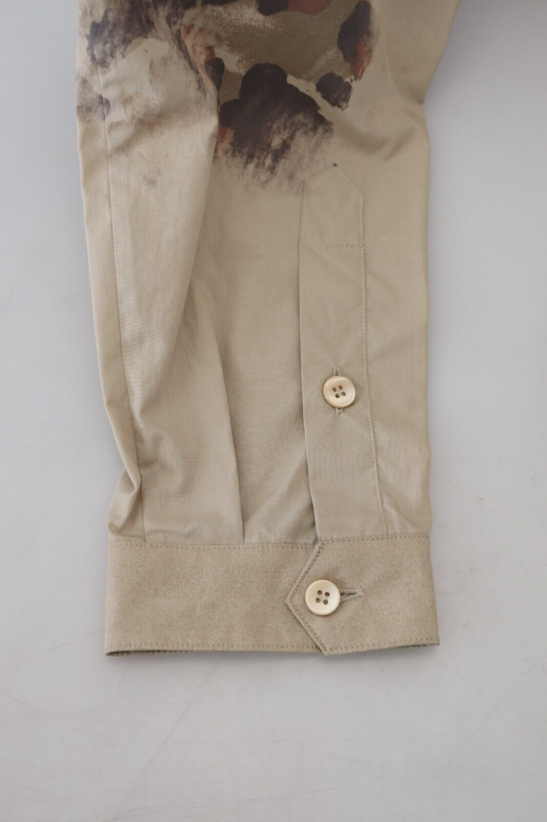 Camisa de manga larga de algodón con camuflaje beige