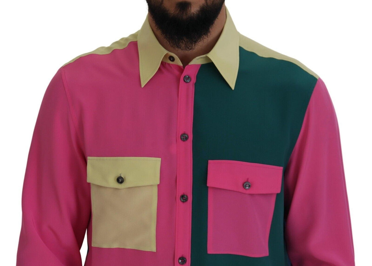 Camisa con botones de seda multicolor