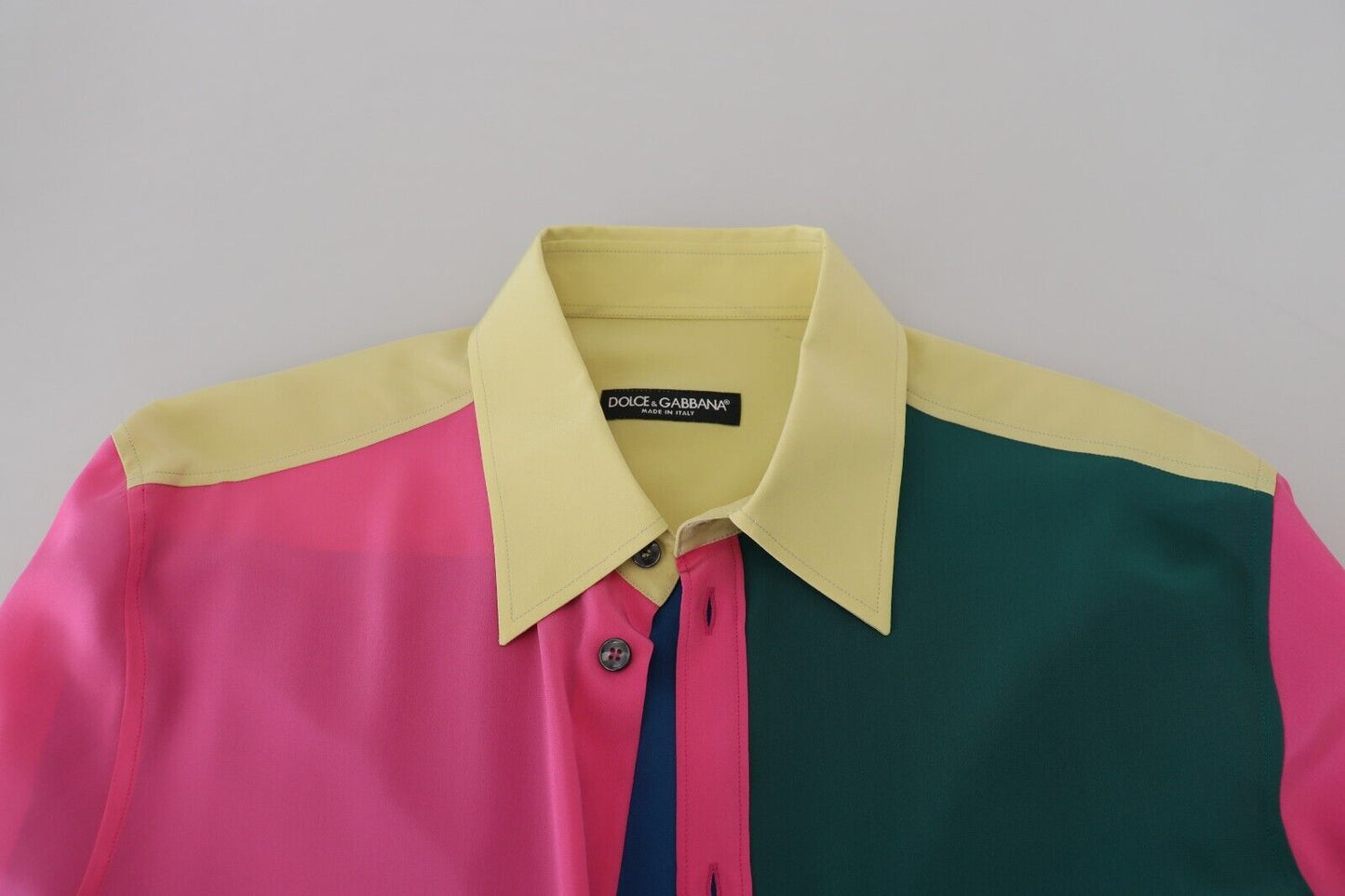 Camisa con botones de seda multicolor
