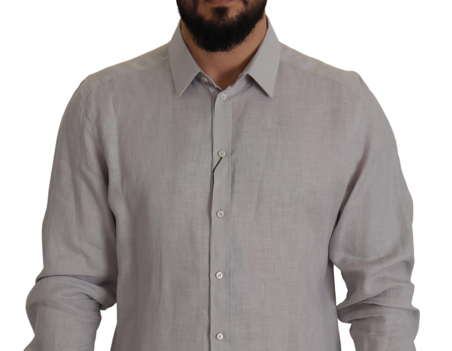 Camisa Formal ORO Lino Gris Manga Larga