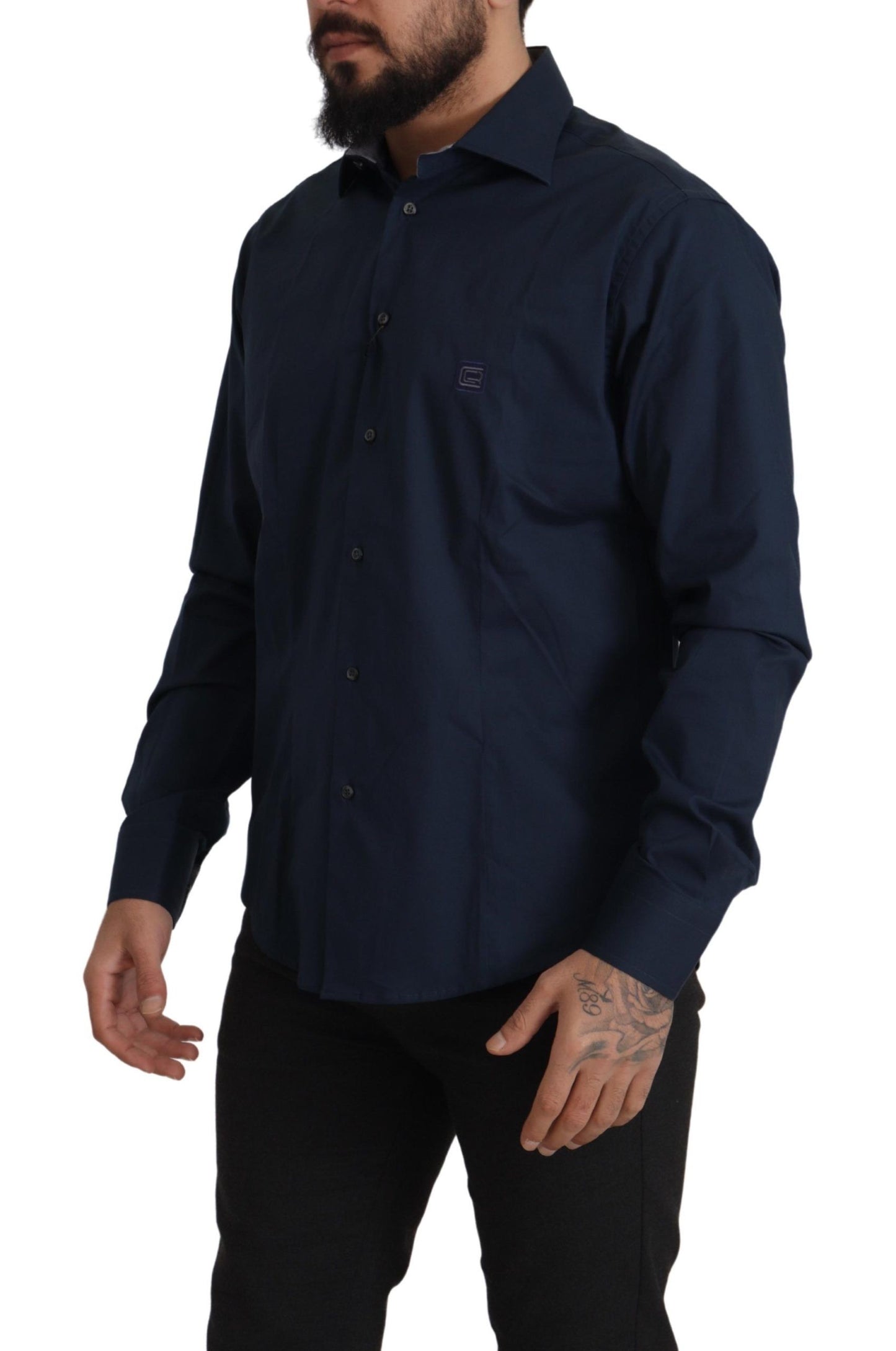 Camicia formale in cotone blu navy