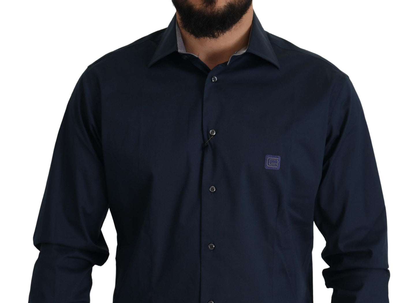 Camicia formale in cotone blu navy