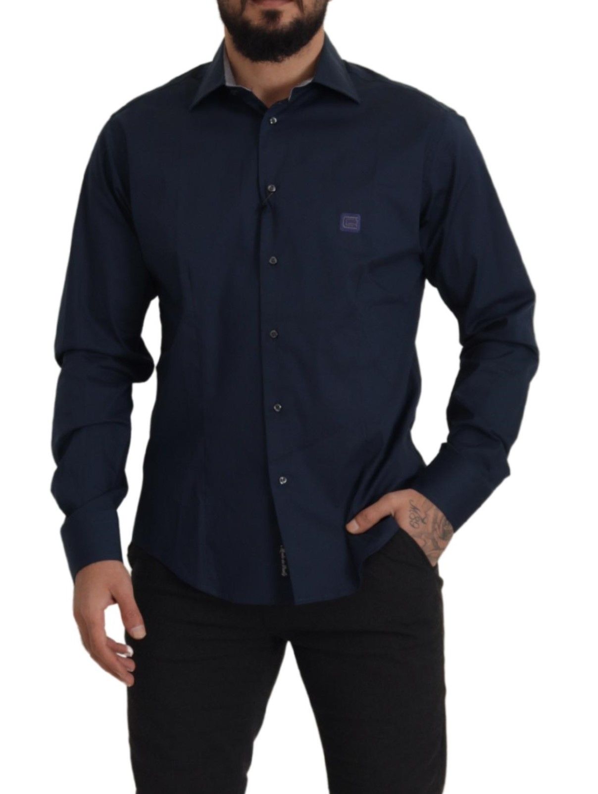 Camicia formale in cotone blu navy