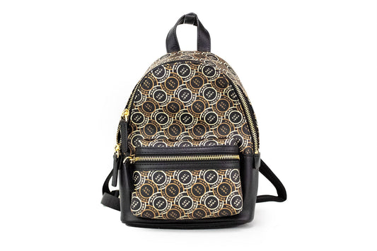 Mochila tipo mochila de hombro de cuero con logo estampado en negro Signet