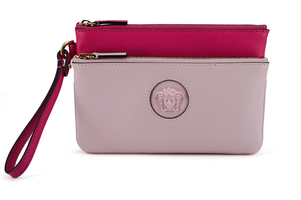 Bolso tipo cartera de piel de becerro rosa