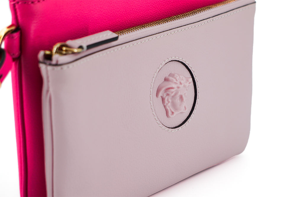 Bolso tipo cartera de piel de becerro rosa