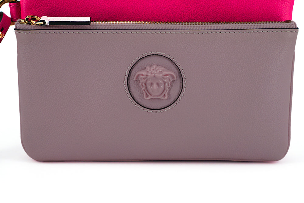Bolso tipo cartera de piel de becerro rosa