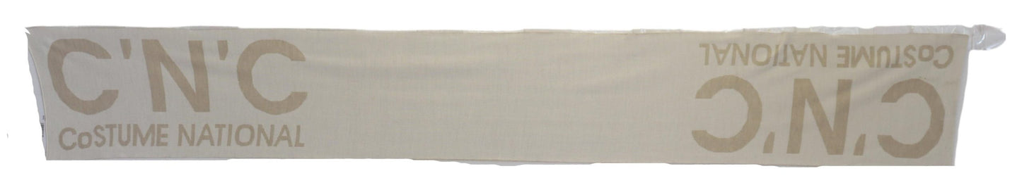 Sciarpa scialle scaldacollo con logo bianco beige