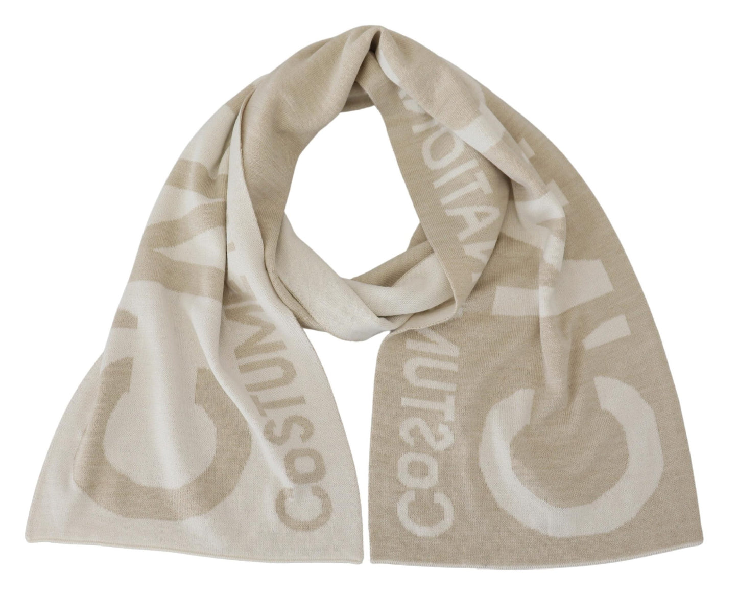 Sciarpa scialle scaldacollo con logo bianco beige