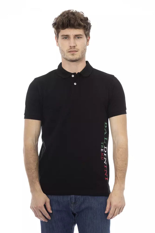 Polo da uomo in cotone nero Baldinini Trend