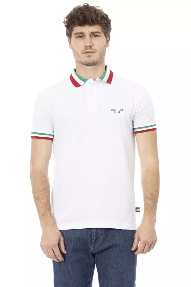 Polo da uomo in cotone bianco Baldinini Trend